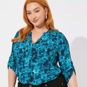 Aqua Marble Harper Georgette Pullover 3/4 Sleeve Blouse Size 6X (30/32)